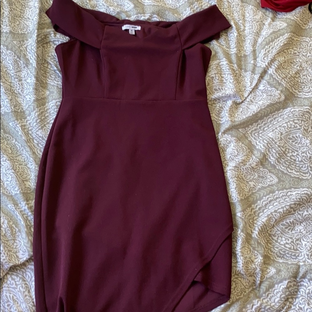 Fashion nova plum wedding guest dress
